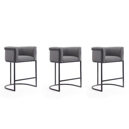 Manhattan Comfort Cosmopolitan Counter Stool in Grey and Black, PK3 3-CS008-GY